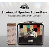 Victor Portable Bluetooth Speaker with Bonus Pack of Exclusive Metal Retro Lunch Box, TWS, microSD Card Input, FM Radio, up to 3 Hours Play time