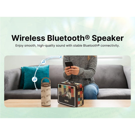 Victor Portable Bluetooth Speaker with Bonus Pack of Exclusive Metal Retro Lunch Box, TWS, microSD Card Input, FM Radio, up to 3 Hours Play time