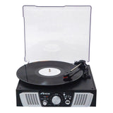 Victor 2-Watt Lakeshore 3-Speed Belt-Drive Manual Retro Turntable with Built-in Speakers, Bluetooth In/Out, USB/Aux, and 45 RPM Adapter, VHRP-1100