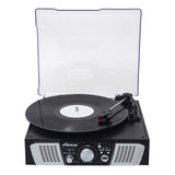 Victor 2-Watt Lakeshore 3-Speed Belt-Drive Manual Retro Turntable with Built-in Speakers, Bluetooth In/Out, USB/Aux, and 45 RPM Adapter, VHRP-1100