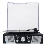 Victor 2-Watt Lakeshore 3-Speed Belt-Drive Manual Retro Turntable with Built-in Speakers, Bluetooth In/Out, USB/Aux, and 45 RPM Adapter, VHRP-1100
