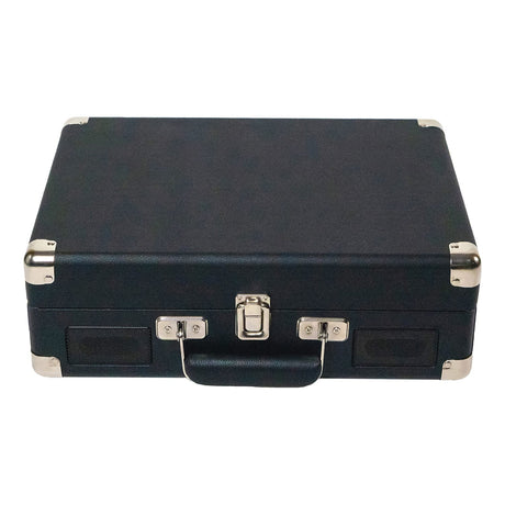 Victor 2-Watt Metro 3-Speed Belt-Drive Manual Suitcase Turntable with Built-in Speakers, Bluetooth In/Out, Aux In, and 45-RPM Adapter, Black