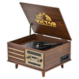 Victor 10-Watt Monroe 3-Speed Belt-Drive Manual 8-in-1 Turntable Music Center with Bluetooth In/Out, CD/Cassette/AM FM/USB/SD/Aux, 45 RPM Adapter