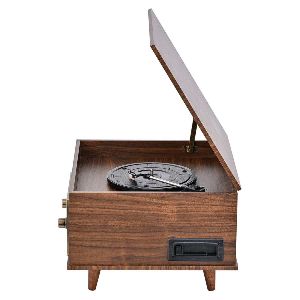 Victor 10-Watt Monroe 3-Speed Belt-Drive Manual 8-in-1 Turntable Music Center with Bluetooth In/Out, CD/Cassette/AM FM/USB/SD/Aux, 45 RPM Adapter