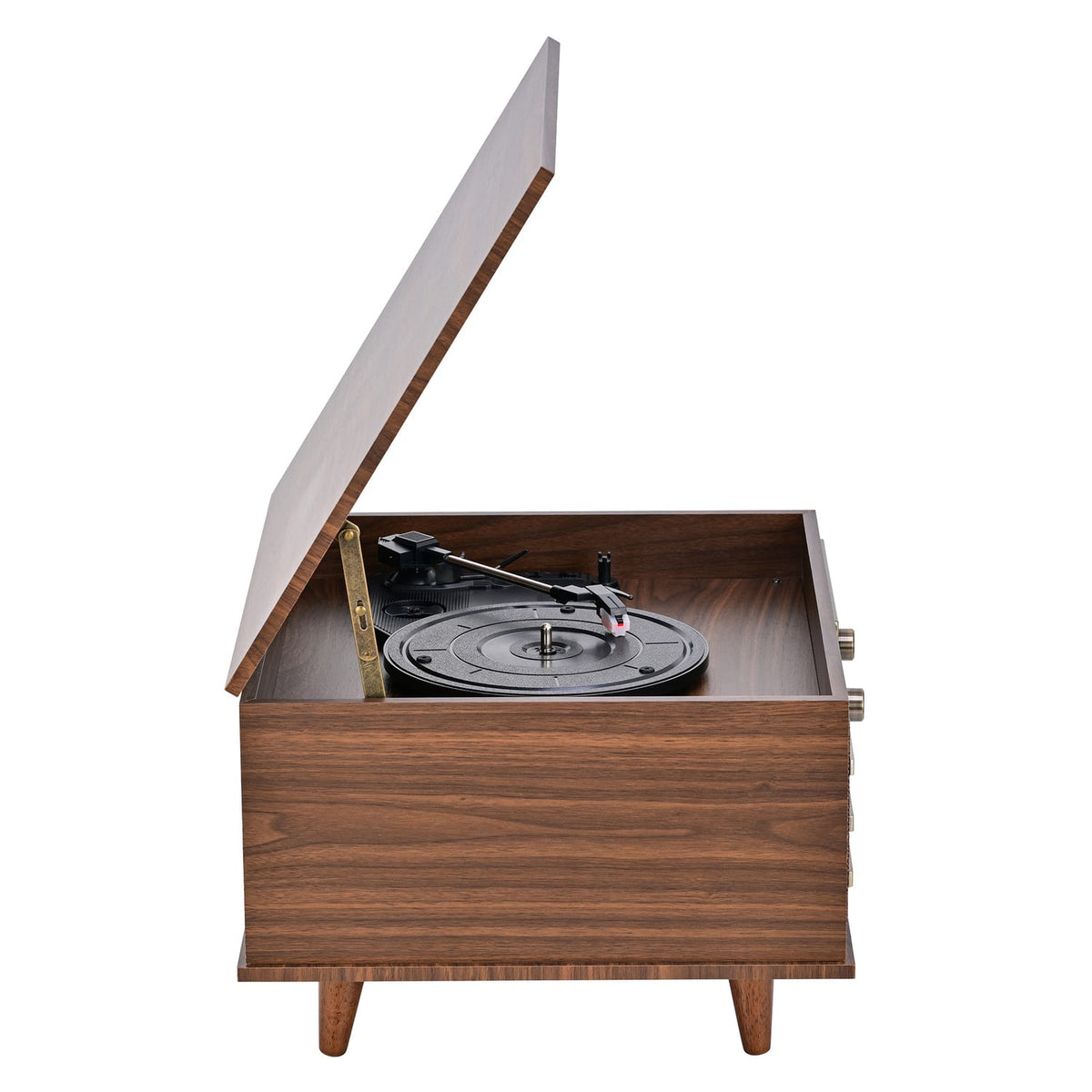 Victor 10-Watt Monroe 3-Speed Belt-Drive Manual 8-in-1 Turntable Music Center with Bluetooth In/Out, CD/Cassette/AM FM/USB/SD/Aux, 45 RPM Adapter