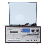 Victor 10-Watt Cosmopolitan 3-Speed Belt-Drive Manual Turntable with Built-in Speakers, Bluetooth In/Out, CD/Cassette Players, AM/FM, and 45 Adapter