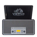 Victor 4-Watt Monument 3-Speed Belt-Drive Manual Turntable with Built-in Speakers, Bluetooth In/Out, CD/Cassette Players, AM/FM, and 45 Adapter