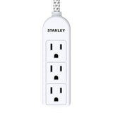 Stanley 3-AC Outlet PowerMAX 3 Mini Power Strip, 1.5-Ft. Braided Fabric Cord with Straight Plug, 30000