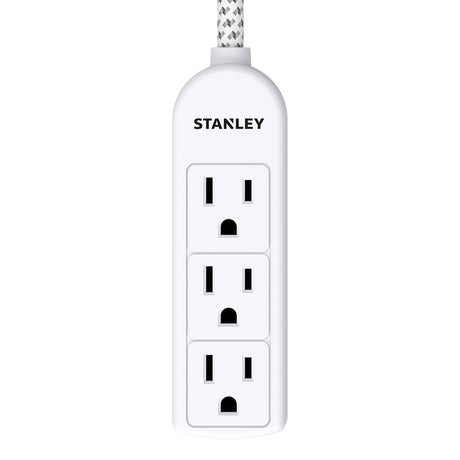 Stanley 3-AC Outlet PowerMAX 3 Mini Power Strip, 1.5-Ft. Braided Fabric Cord with Straight Plug, 30000