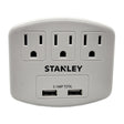 Stanley PlugMax Grounded Wall Tap, 3 Outlets and 2 USB-A Ports, 30407