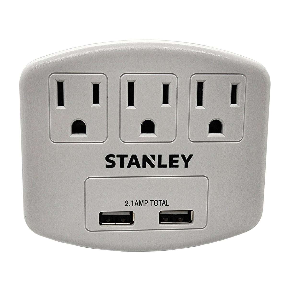 Stanley PlugMax Grounded Wall Tap, 3 Outlets and 2 USB-A Ports, 30407