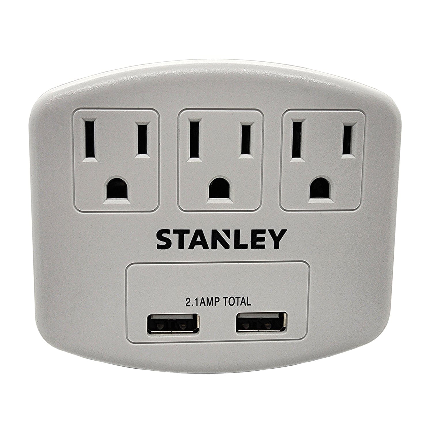 Stanley PlugMax Grounded Wall Tap, 3 Outlets and 2 USB-A Ports, 30407