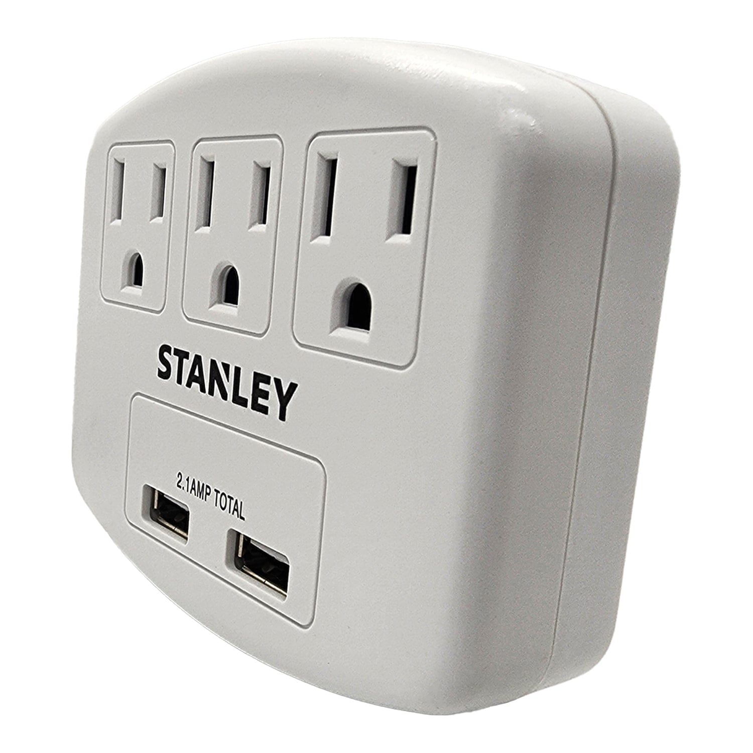 Stanley PlugMax Grounded Wall Tap, 3 Outlets and 2 USB-A Ports, 30407