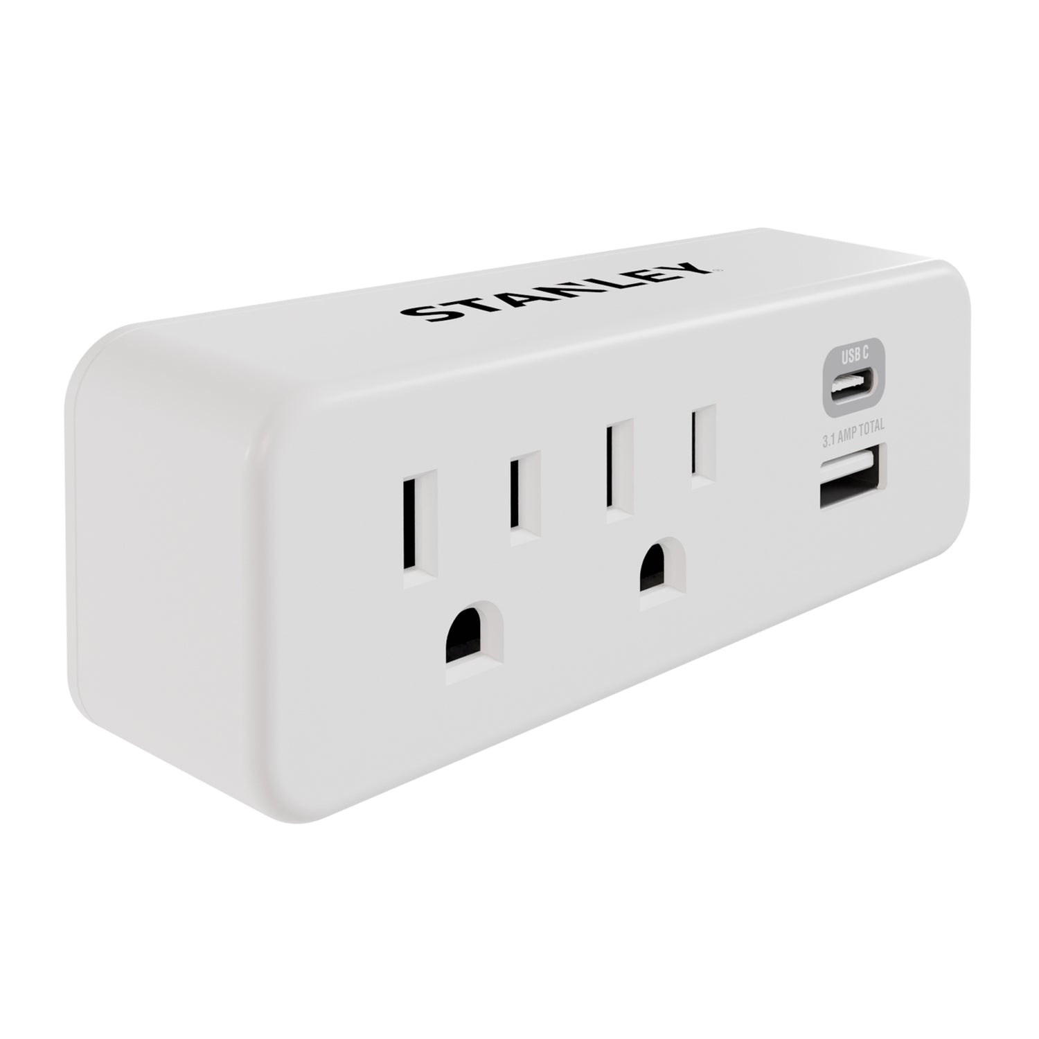 Stanley 2-AC Outlet 2-USB Port PlugMax Wall Tap Adapter and USB Charger, 30422