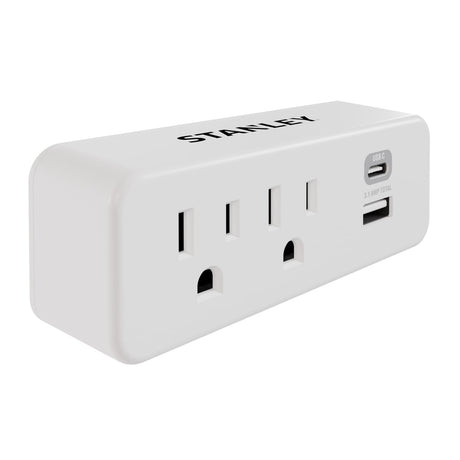 Stanley 2-AC Outlet 2-USB Port PlugMax Wall Tap Adapter and USB Charger, 30422