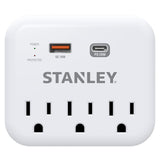 Stanley 3-AC Outlet 2-USB Port 600-Joules SurgePro 3 USB Extreme Surge Protector Wall Tap with PD Fast Charging and Integrated Phone Shelf, 30423