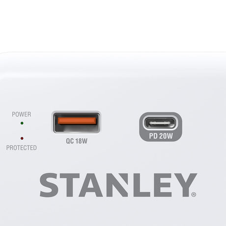Stanley 3-AC Outlet 2-USB Port 600-Joules SurgePro 3 USB Extreme Surge Protector Wall Tap with PD Fast Charging and Integrated Phone Shelf, 30423