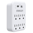 Stanley 6-AC Outlet 2-USB Port 1200-Joules SurgePro 1200 USB Extreme Surge Protector Wall Tap Adapter with Integrated Phone Shelf, 30426