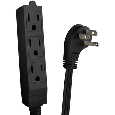Stanley CordMax Home and Office 3-Outlet Grounded Indoor Extension Cord with Low-Profile Plug, 9 Ft., Black