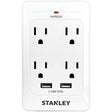 Stanley 4-AC Outlet and 2-USB Port 1080-Joules SurgeQuad Surge Protector Wall Tap, 33202