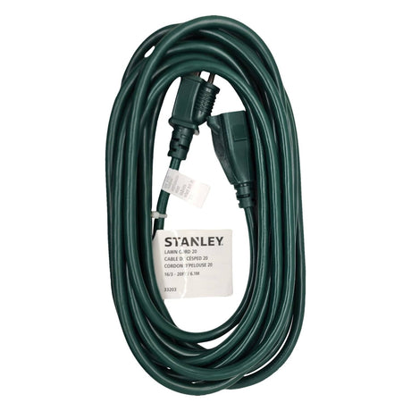Stanley POWERCORD Grounded Outdoor Power Extension Cord, Green, 20 Ft., 33203