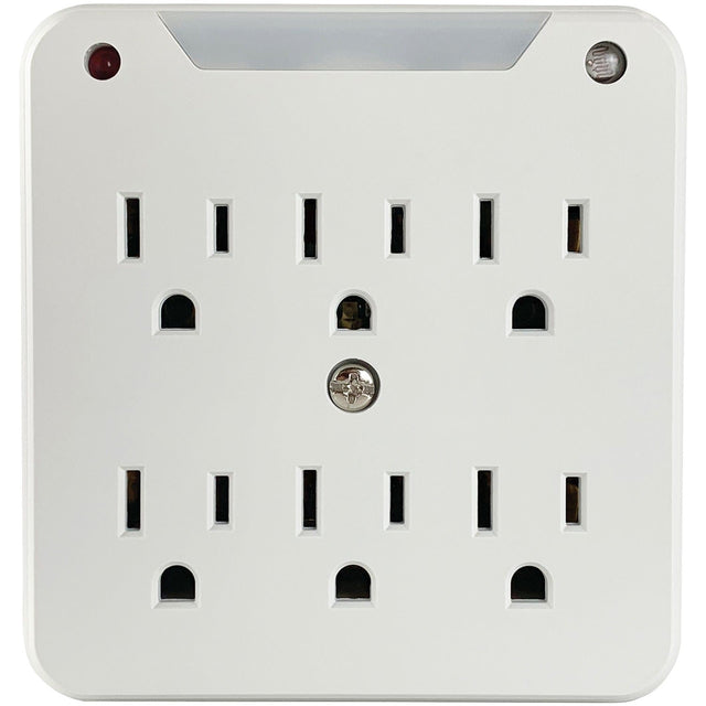 Stanley 6-AC Outlet 750-Joules SurgePro Surge-Suppression Night-Light Wall Tap, 33208