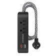 Stanley 2-AC Outlet 2-USB Port 300-Joules SurgeMax Surge Protector Power Strip with PD, 6-Ft. Fabric-Braided Cord with Low-Profile Plug, Black