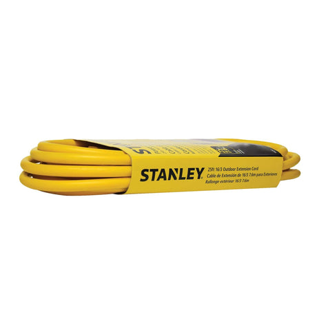 Stanley Outdoor Grounded Power Extension Cord, Yellow, 25 Ft.