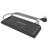 Stanley 8-AC Outlet 2-USB Port 2400-Joules Surge Blok Surge Protector Power Strip with PD, 6-Ft. Fabric-Braided Cord with Low-Profile Plug, 33308