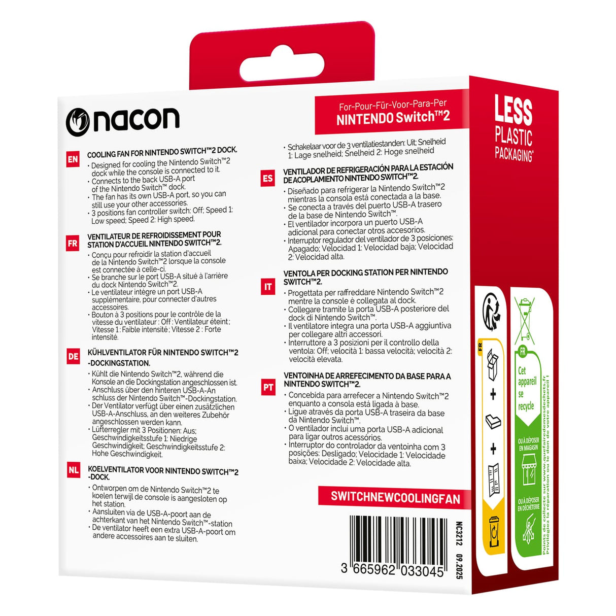 Nacon 2-Speed Cooling Fan Attachment for Nintendo Switch 2 Dock