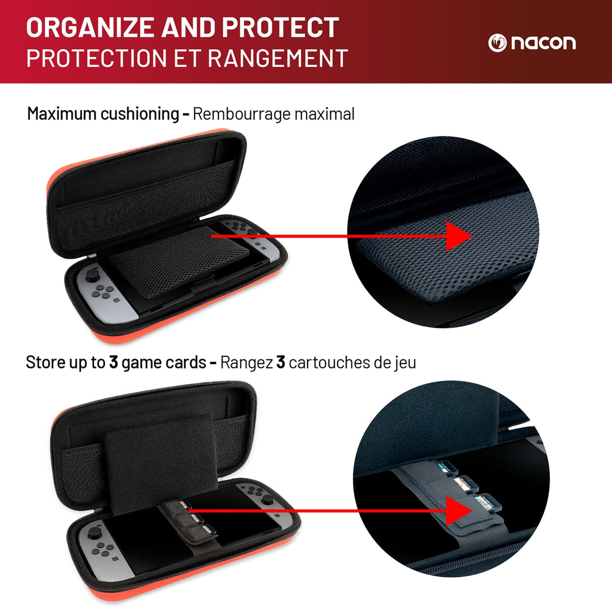 Nacon Rigid Transport Case for Nintendo Switch 2, Red
