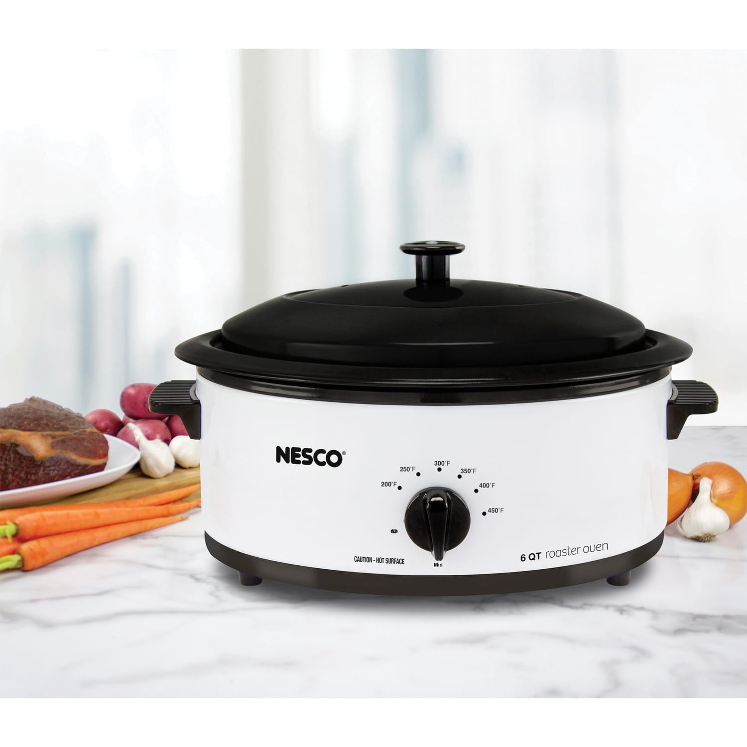 Nesco 6-Qt. 750-Watt Roaster with Porcelain Cookwell, Ivory