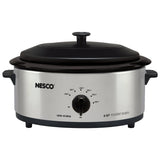 Nesco 6-Qt. 750-Watt Roaster with Porcelain Cookwell, Silver