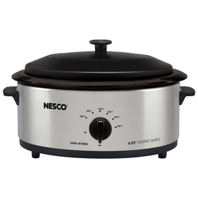Nesco 6-Qt. 750-Watt Roaster with Porcelain Cookwell, Silver