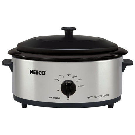 Nesco 6-Qt. 750-Watt Roaster with Porcelain Cookwell, Silver