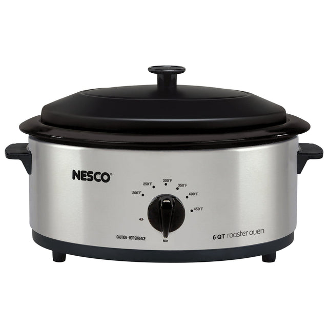 Nesco 6-Qt. 750-Watt Roaster with Porcelain Cookwell, Silver