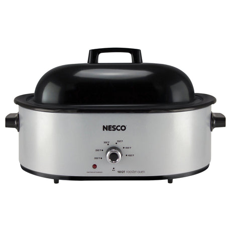 Nesco 18-Qt. 1450-Watt Roaster with Porcelain Cookwell, Silver