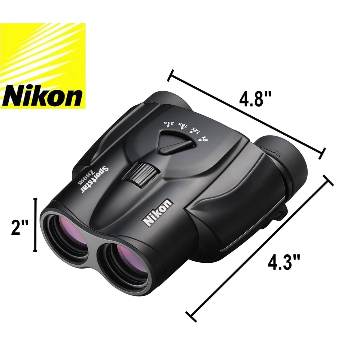 Nikon Sportstar Zoom 8-24x25 Binoculars with Neck Strap, Case, and Lens Covers