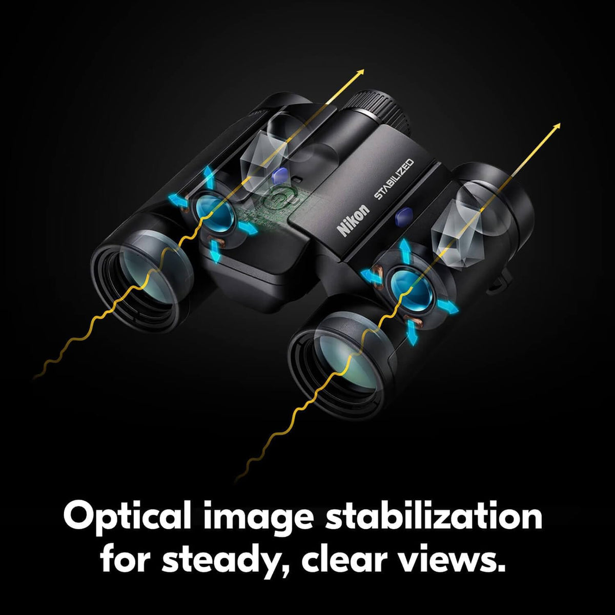 Nikon STABILIZED 12x25 S Binoculars for Image Stabilization with Case, Neck Strap, Batteries, and Lens Covers
