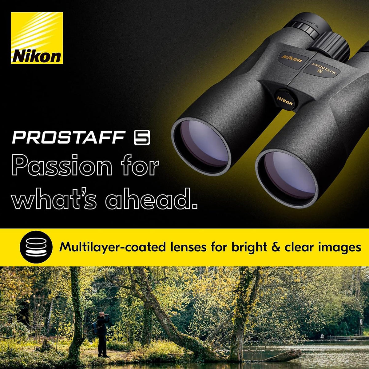 Nikon PROSTAFF 5 10x50 Binoculars with Neck Strap, Case, and Caps