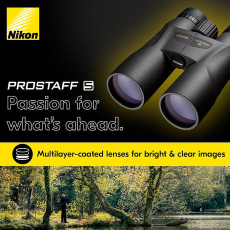 Nikon PROSTAFF 5 10x50 Binoculars with Neck Strap, Case, and Caps