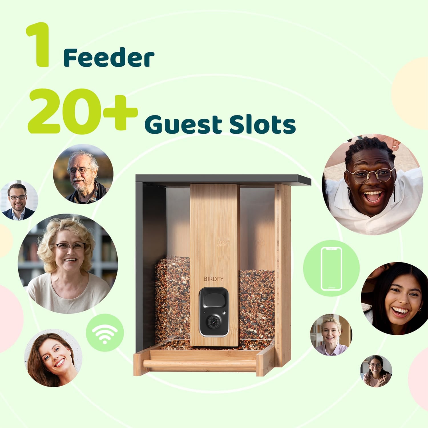 Birdfy Feeder Bamboo with Camera, Solar Panel, and AI by Subscription