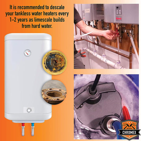 Chromex Tankless Water Heater Flushing Kit - Just Add Vinegar or Your Own Descaler Solution