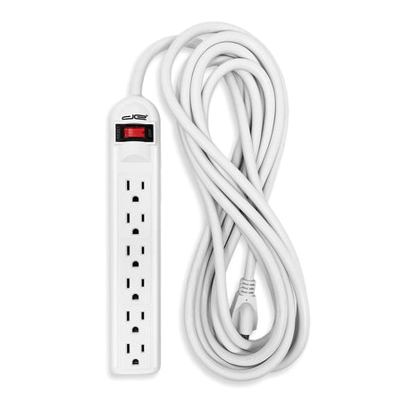 Digital Energy 6-AC Outlet 350-Joules Surge Protector Power Strip with Straight Plug, 15 Ft., White