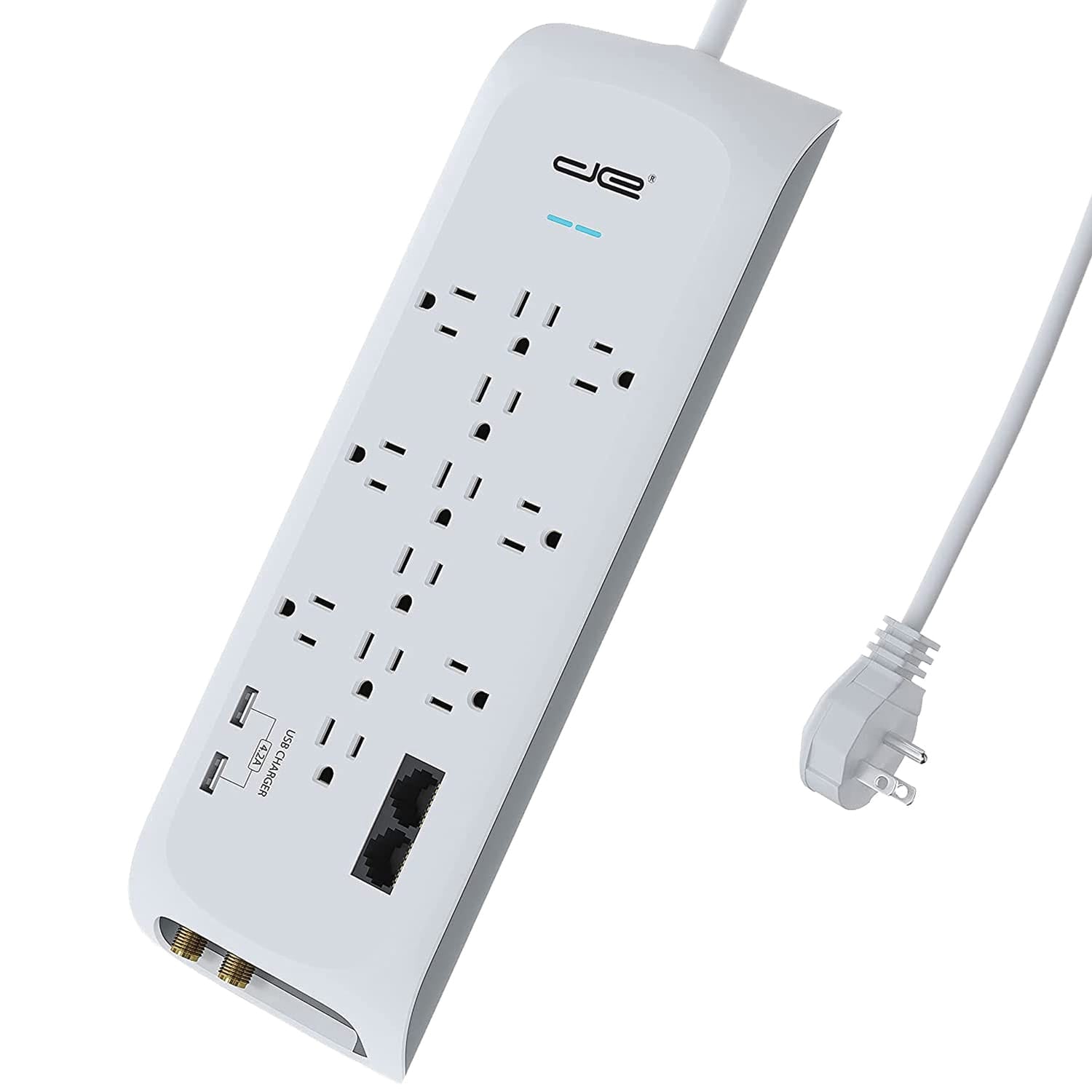 Digital Energy 12-AC Outlet and 2-USB Port 4200-Joules Surge Protector Power Strip, 6-Ft. Cord with Flat Plug, DEE1-1122