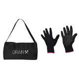 DrainX SPINFEED Drum Auger Drain Snake, Auto Extend and Retract, with Work Gloves and Carrying Bag, 25 Ft.