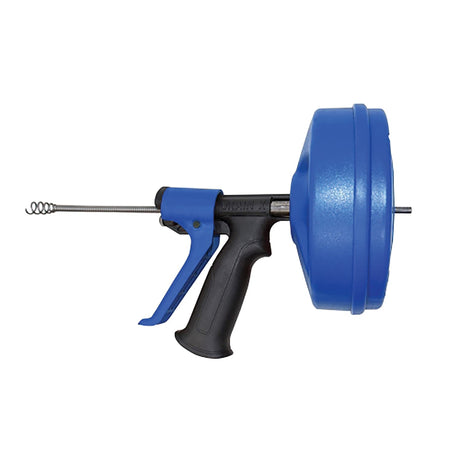 DrainX SPINFEED Drum Auger Drain Snake, Auto Extend and Retract, with Work Gloves and Carrying Bag, 35 Ft.