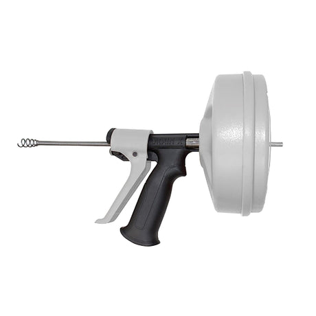 DrainX SPINFEED Drum Auger Drain Snake, Auto Extend and Retract, with Work Gloves and Carrying Bag, 50 Ft.