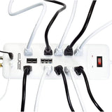 Digital Energy 10-AC Outlet, 2-USB Port, and Coax 3500-Joules Heavy-Duty Surge Protector Power Strip with Straight Plug, 8 Ft. Cord, White