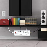 Digital Energy 10-AC Outlet, 2-USB Port, and Coax 3500-Joules Heavy-Duty Surge Protector Power Strip with Straight Plug, 8 Ft. Cord, White